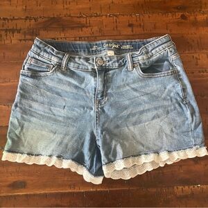 Cat & Jack Blue Jean Shorts With Lace Trim
